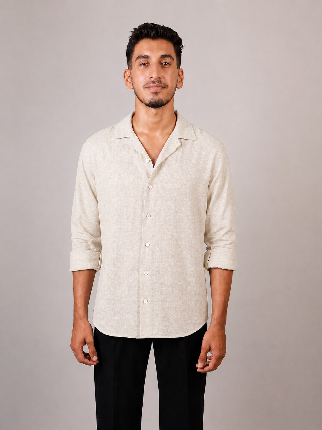 Weekend Edit Beige Linen BlendShirt